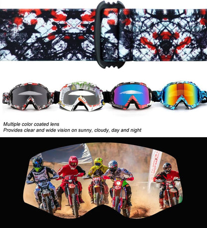 Motorcycle Goggles, ATV Dirt Bike off Road MX UV400 Motocross Goggle with Soft Thick Foam Anti-Scratch Dustproof